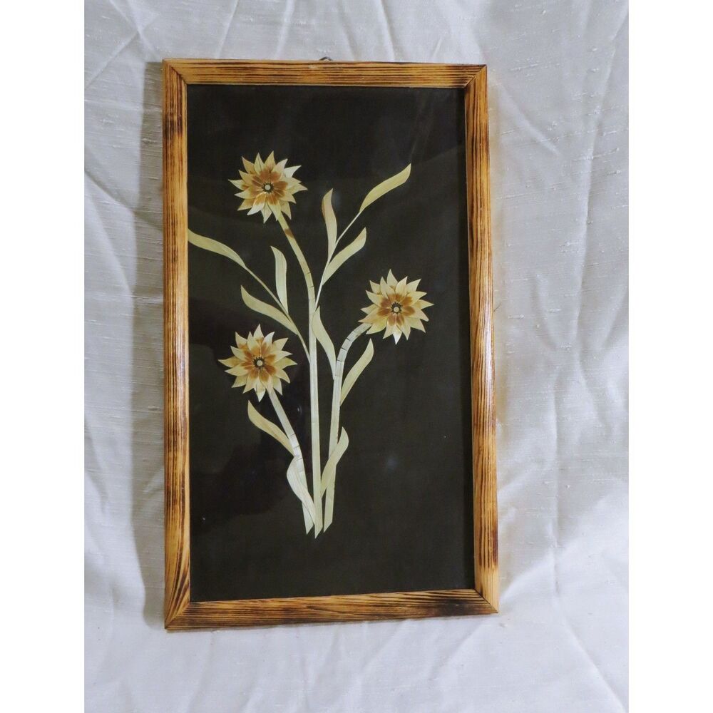 POLISH Hand Crafted Folk Art Cena Detal Wheat Straw Art Framed Picture
